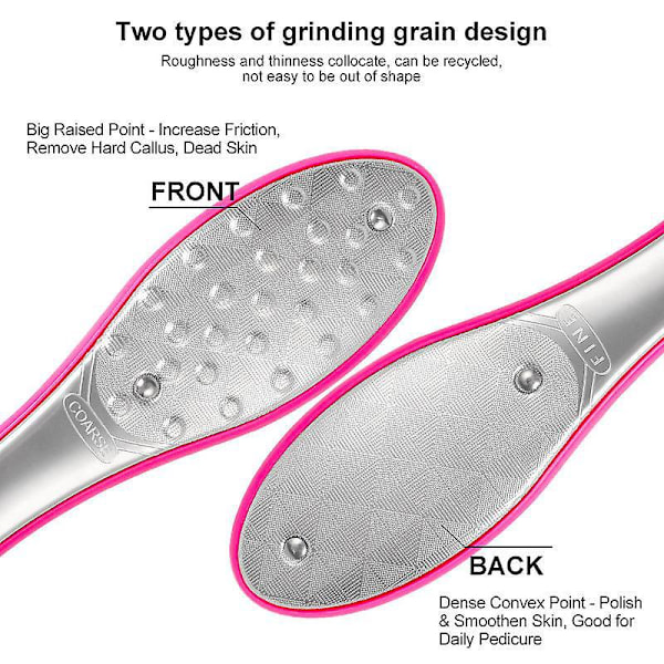 Dobbeltsidig Fotfil av Rustfritt Stål - Profesjonell Hårdhudsfjerner for Hæler og Føtter (2 stk)