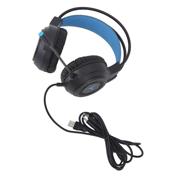 Gaming Headset RGB-belysning 7.1-kanals surroundlyd USB og 3,5 mm dobbel jack kablet gaming-hodetelefon for PC-konsoll bærbar PC svart