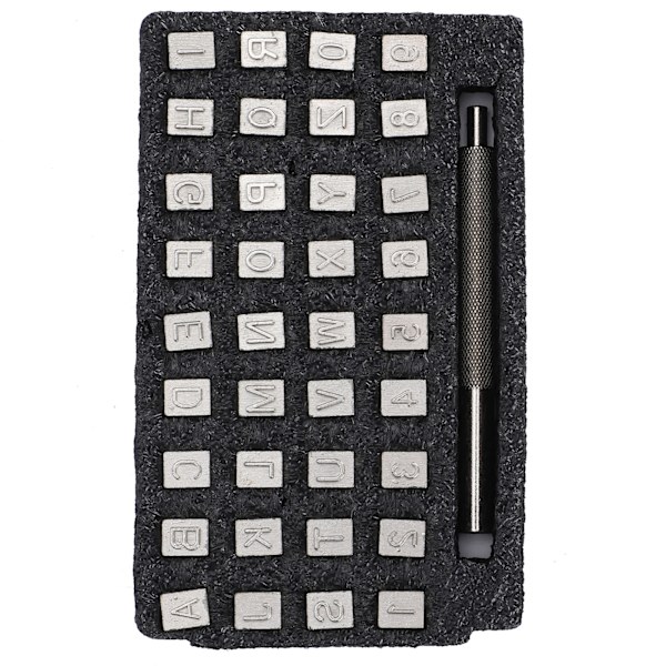 36 stk. Lærstempel mønsternummer alfabet hull carving håndverk DIY verktøy 1 stk. håndtak 6,5 mm