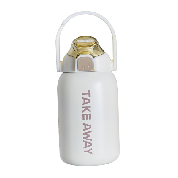850 ml isoleret vandflaske med stor kapacitet med Bounce Cap Straw Winter isoleret kop til udendørs beige