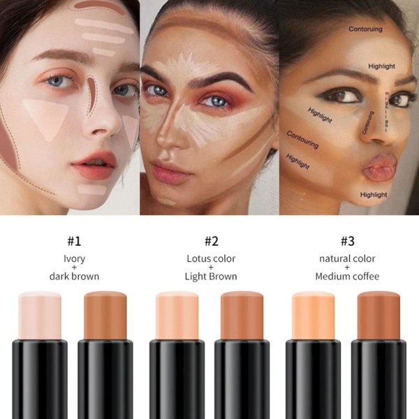 2 i 1 Highlighter Stick Shading Contour Stick för makeup