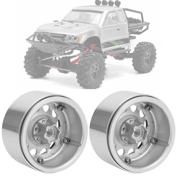 4 stk. 2,2 tommer metalfælg med lås, tungere tilbehør til Rock Crawler 1/10 RC sort sølv