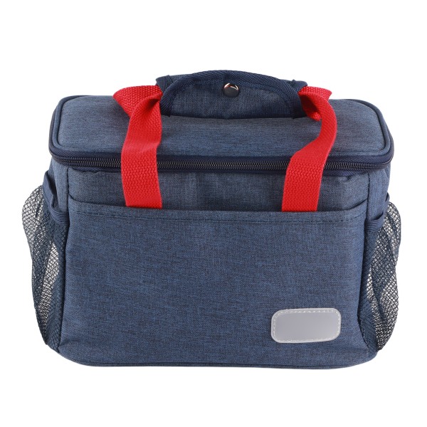 15L Insulated Lunch Bag Thicken Waterproof Aluminum Foil Portable Large Capacity Reusable Lunch Box for Office Picnic Navy Blue