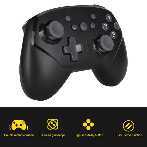 Trådløs Switch Gamepad Controller Joypad Fjernbetjening til Switch Konsol Joystick Sort