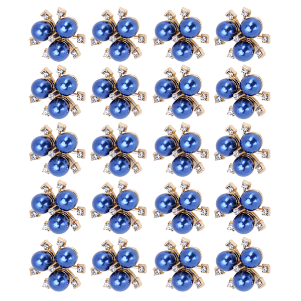 20 st pärlblommor strass DIY kläder manschett brosch mode smycken tillbehör blå