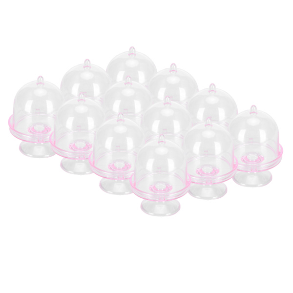 12 set Mini Candy Box kakkuteline Cupcake Candy esittelylautanen kannella Juhlatarvikkeita Vaaleanpunainen