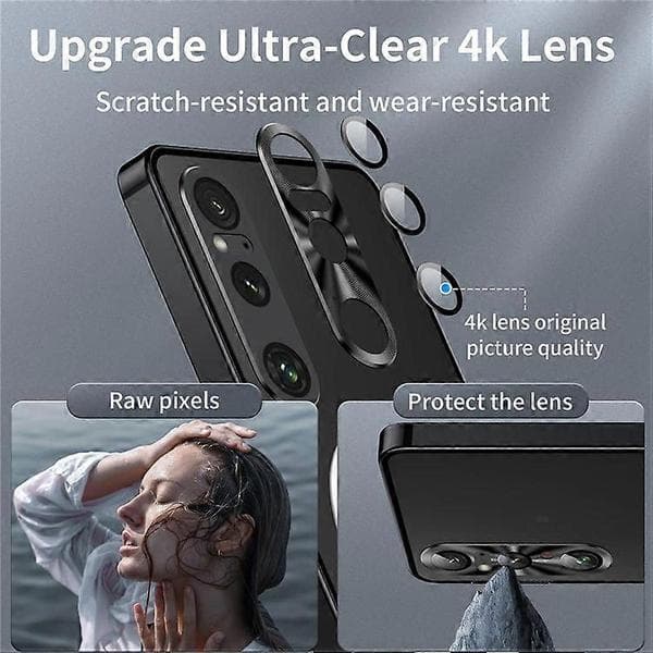 Magic Shield Magnetic Series Compatible with Sony Xperia 1 VI Case Metal+TPU Phone Case with Lens Protector Black