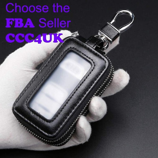 Dobbel glidelås lommebok for bilnøkkelholder med gjennomsiktig vindu for ekstern nøkkelbeskyttelse