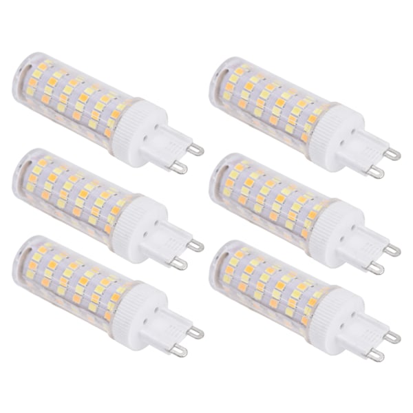 6 stk 104LED lyspære 12W 85‑265V G9 pære 3 lysfarge liten vegglampe pære for hjemmet