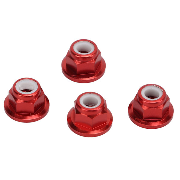 4 st RC-bilmuttrar M4 i aluminiumlegering, 4 mm innerdiameter, tillbehör till RC-bil för 1/10 fjärrstyrd bil, röd