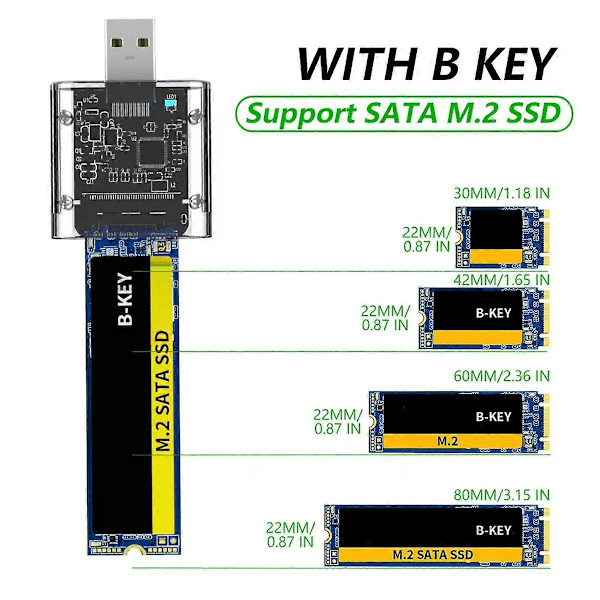 M2 NGFF SSD-kabinett M.2 till USB 3.0 Gen1 5Gbps Höghastighets SSD-kapsling