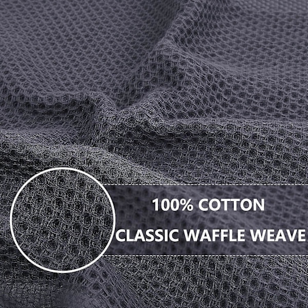 Kjøkkenhåndklær 100% ren bomull, pakke med 4, 33 x 71 cm, svært absorberende supermyke håndklær, vaffelvev oppvaskkluter for oppvask, hurtigtørkende