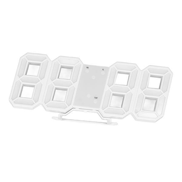 3D LED Väggklocka Minimalistisk Vit Ram Digital Väggväckarklocka Timer med Temperatur för Hem Vardagsrum Rosa Ord