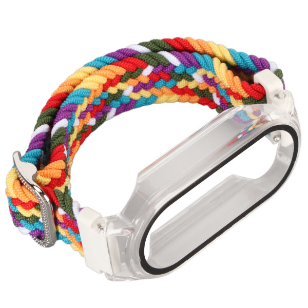 Mjukt nylon flätat watch med case Skärmskyddstillbehör Passar för Mi Band 7 Flerfärgat och genomskinligt case