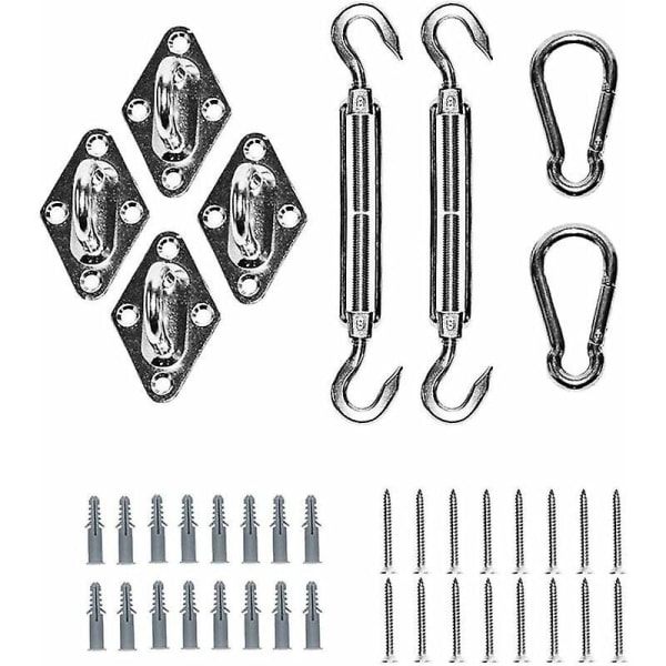 304 Rostfritt stål Sail Hardware Kit - Komplett set för triangulära och fyrkantiga solskydd