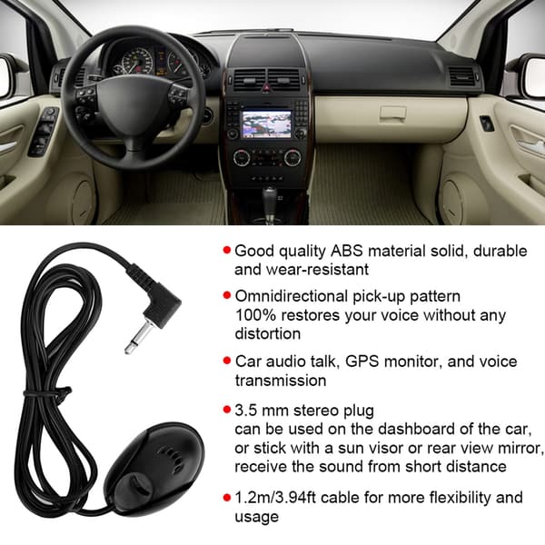 Mini 3,5 mm ekstern mikrofon for bilstereo GPS Bluetooth Radio DVD