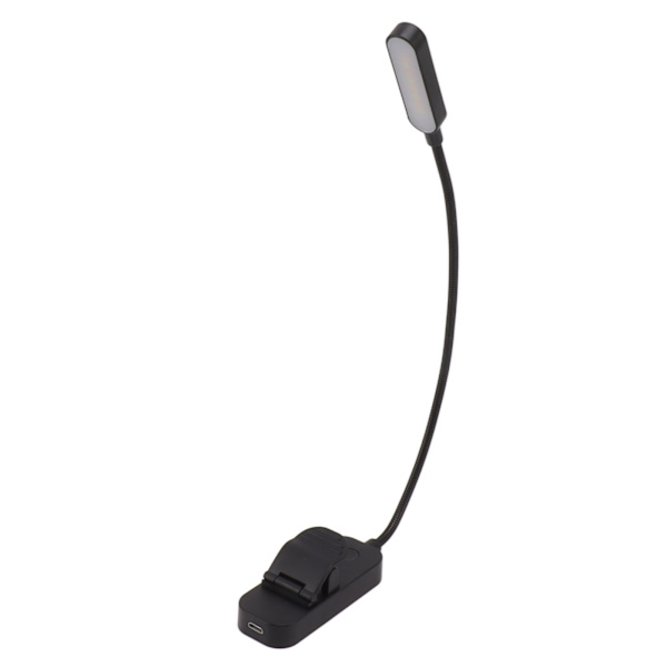 Boklampa USB Uppladdningsbar Blockerande Läsning Clip On Lamp 3 Ljusstyrka Steglös Dimning 8 LED Ögonvård Sömn Hjälp Svart