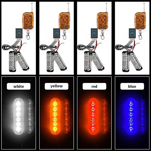 6 LED Bil Strobe Bremselys - 12V-24V Køretøjslysbar - Sikkerhedsblink til Bil, Arbejdskøretøj, Båd, Trailer, Campingvogn
