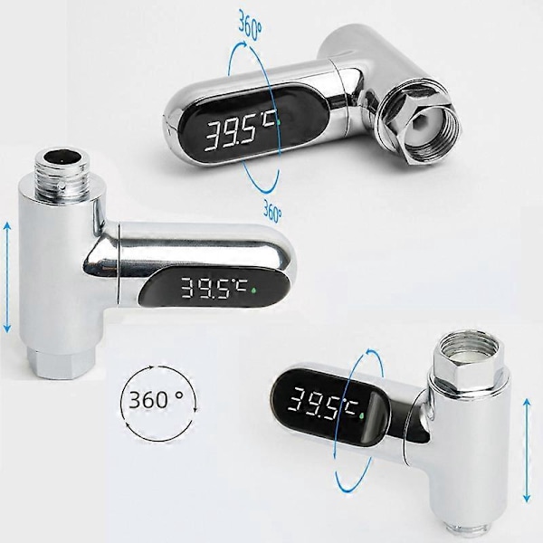 LED Duschtermometer för Hemtemperatur Område 5-85 Smart Baby Flödesmätare Självdriven och Miljövänlig A
