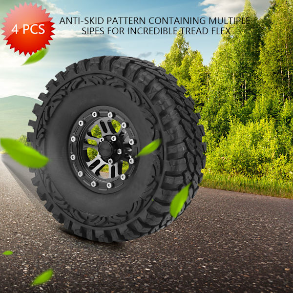 4 st/set 1:10 Crawler-däck Gummidäck Metallnav RC-tillbehör Fjärrkontroll Bildel