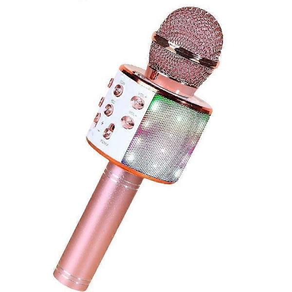 Karaokemikrofon för barn Bluetooth-mikrofon med LED-ljus roséguld