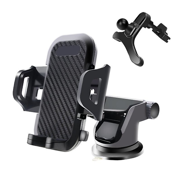 3 i 1 Bilmobilholder Sugkopp Dashbord Vindrute Grill 360 Graders Rotasjon Stabil og Robust