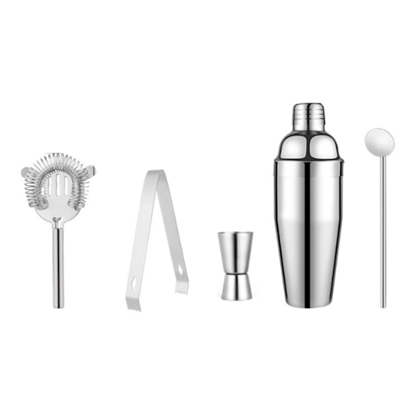 5PCS Bartender Kit 750cc Cocktail Shaker Set 201 Rustfrit Stål Professionelt Barværktøj Tilbehør