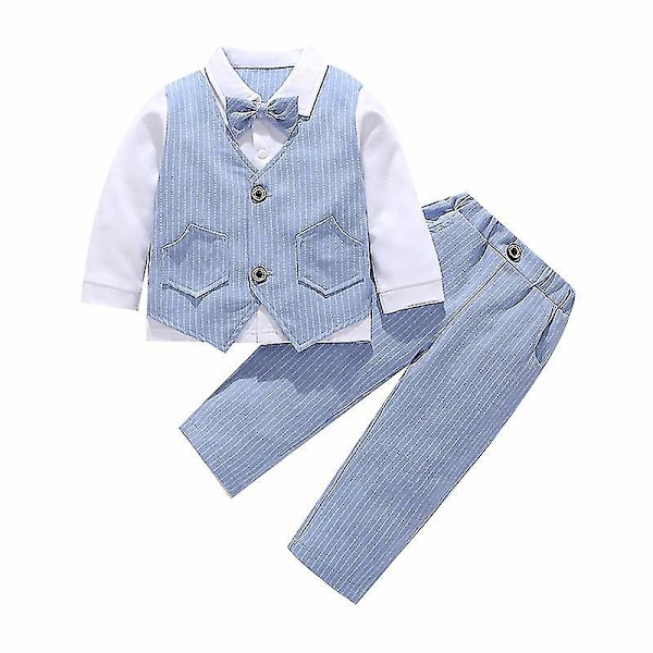 Gentleman Blå Baby Drenge Formelle Bryllups Tuxedo Outfit