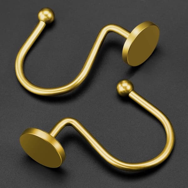 Set med 4 Guldfärgade Duschdraperikrokar, Rostfria Duschdraperiringar för Badrum, Metallduschkrokar för Duschdraperistång, Modern Dekorativ Dusch C
