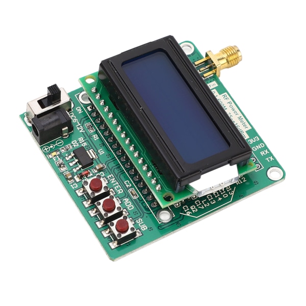 RF-effektmätarsats med digital display, inställbar effektdämpning, logaritmiska detektorförstärkare -75 till +16dBm 6 till 12 VDC
