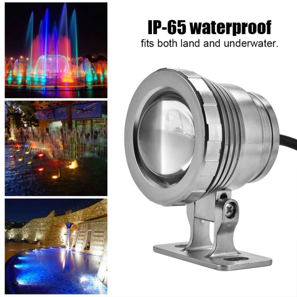 12V 5W RGB Vanntett Akvarium LED Spotlight Lampe for Fish Tank Pool Garden Underwater Silver