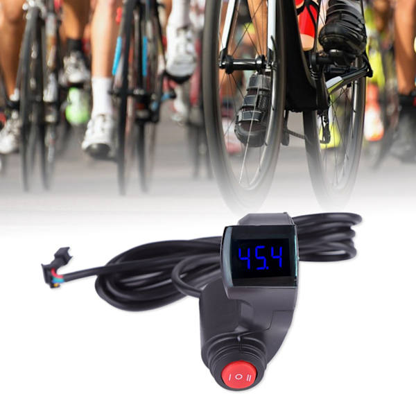 Tommelfingervoltmeter med LCD digitalt batterispændingsdisplay og 3 hastighedskontakt til cykelcykel