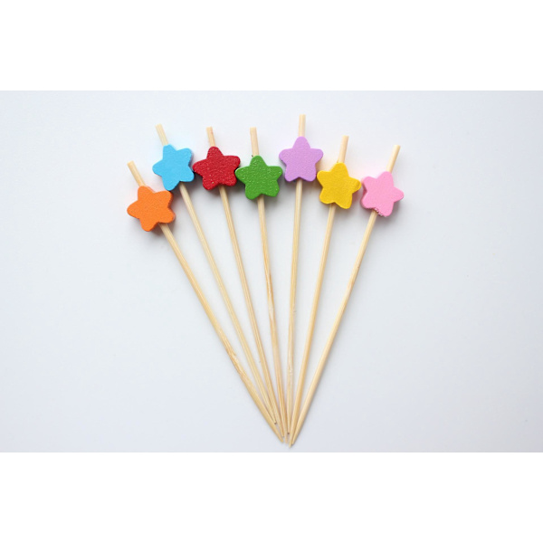 Flerfärgade Engångs Bambu Tandpetare - 200 st | 12cm | Handgjorda | Perfekt för Fruktcocktail, Efterrätter, Smörgåsar & Fester