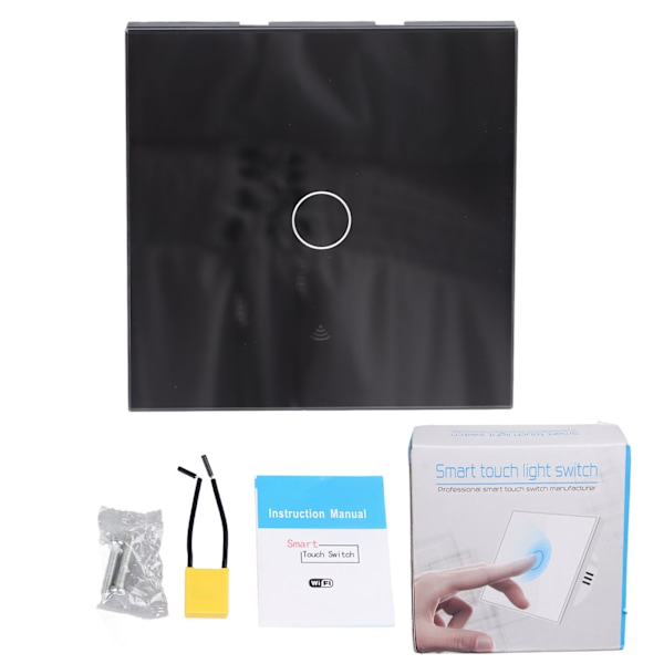 Trådløs WiFi-kontakt med RF433-kontrol, der understøtter timing-nedtælling, universel smart touch-kontakt 90-250V sort touch-kontrol