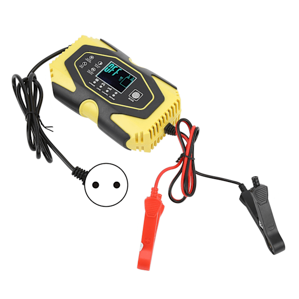 Automatisk batterilader intelligent digital display lademinnefunksjon for biler motorsykler 100-240VEU-plugg