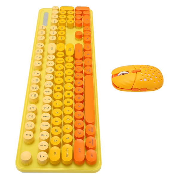 Trådlöst tangentbord och mus Combo 2.4G trådlöst läge Enkelt att använda Retro Punk-tangentbord med 3 DPI justerbar spelmus blandad färg Gul