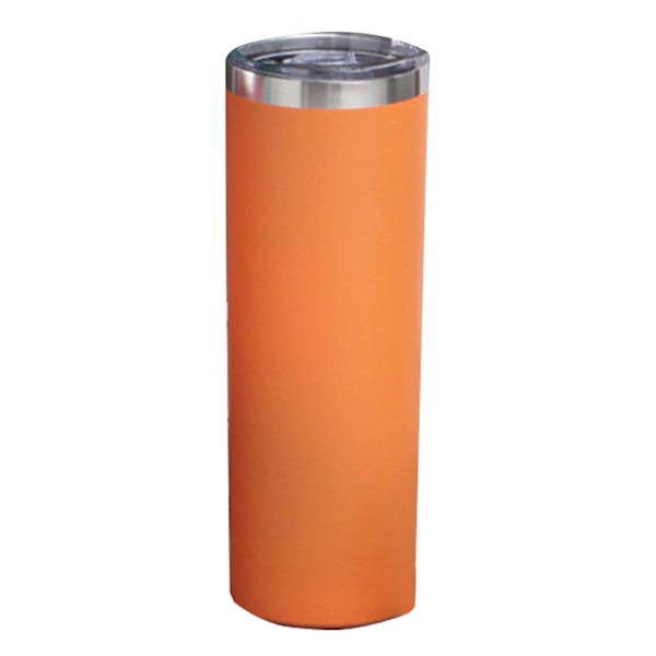 600ml Straight Insulated Mug with Straw Double Wall Stainless Steel Vacuum Water Bottle Orange 20OZ