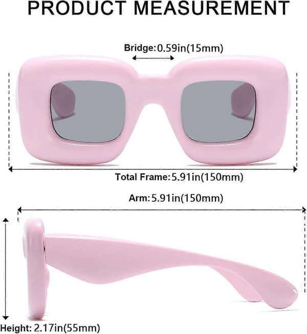 Dristige søde firkantede oppustelige solbriller til kvinder mænd trendy sjove læbeformede briller Pink