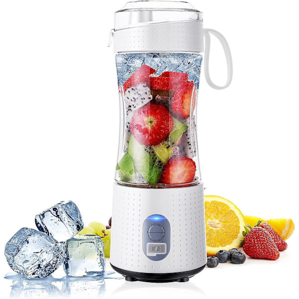 Bærbar genopladelig blender til shakes og smoothies - Mini frugtjuicermixer med 4000mAh batteri - 6 3D-blade - 380 ml kapacitet (CA)