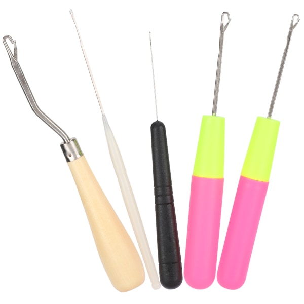 5 st/set spärrhake verktyg böjd tunga virknål kit DIY tillbehör för stickning