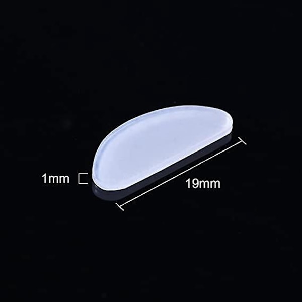 Halkskyddande silikonnäskuddar för glasögon - 10 par (transparent, 1 mm)