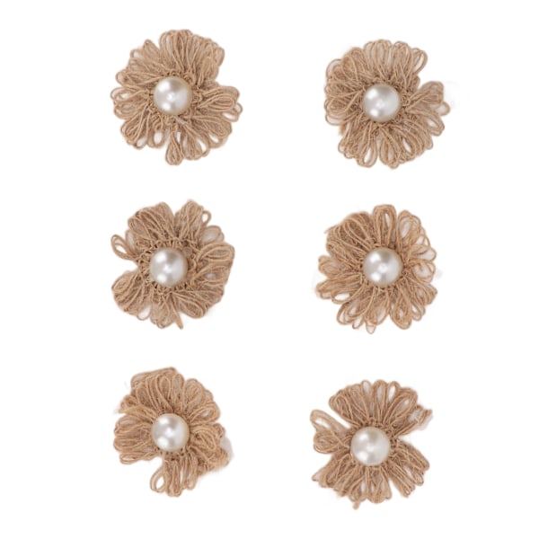 6 stk DIY Burlap Pearl Blomster Vintage Søt Form Pustende Håndlaget Rustikk Blomst for Bryllup Jul Hjemmedekor