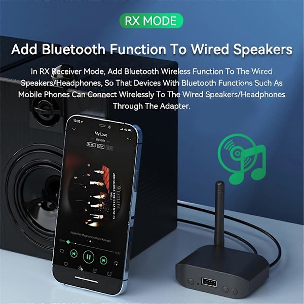 Bluetooth 5.3 Audio Adapteri 2-in-1 Lähetin Vastaanotin Ei Akkua