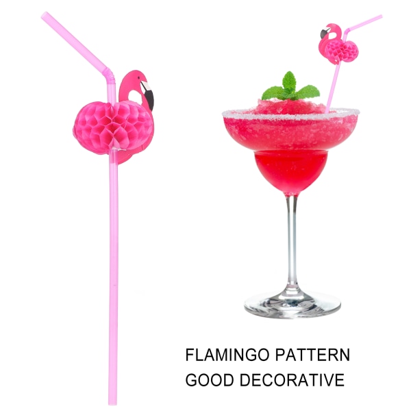 Flamingo böjbara cocktailsugrör - 100 st, sött mönster, miljövänligt, perfekt för fester och picknick