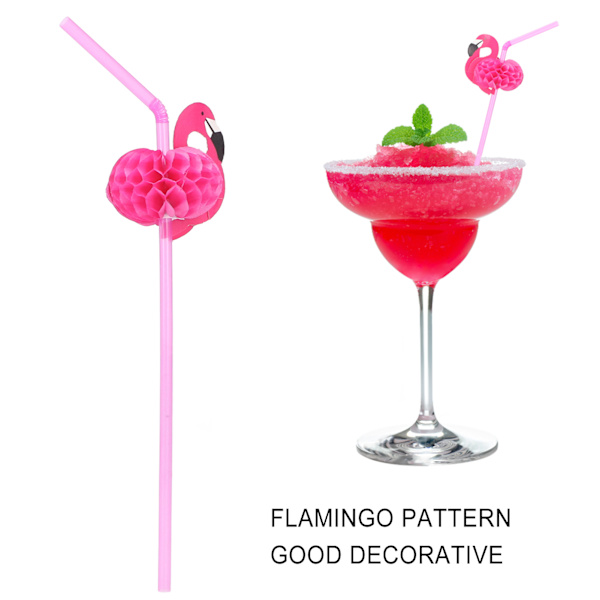 Flamingo bøjelige cocktailsugerør - 100 stk., sødt mønster, miljøvenligt, perfekt til fester og picnics