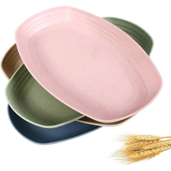 28 cm vehnäolki-illallislautanen - Mikroaaltouunin kestävä lounaslautanen, uudelleenkäytettävä, ympäristöystävällinen, BPA-vapaa, kevyt, biohajoava, likaa hylkivä ja helppo