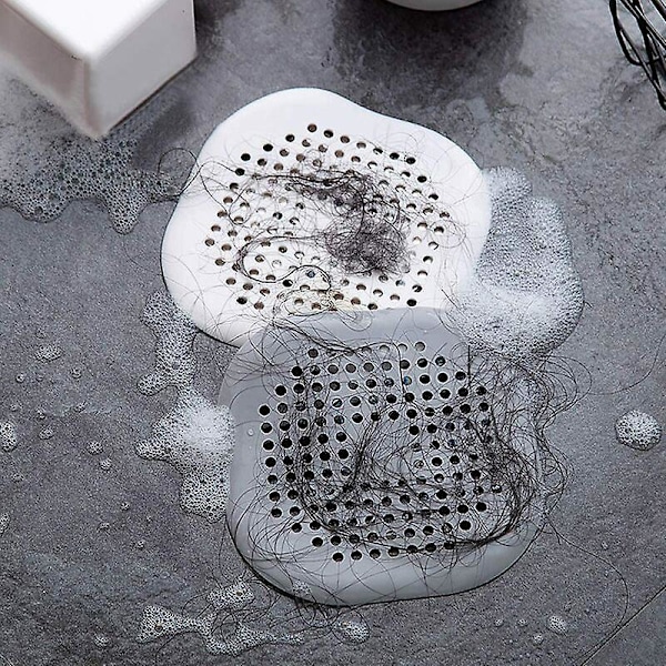 TRIO Sett med 4 Silikon Slukbeskyttere med Sugekopp, for Dusj, Vask, Badekar, Hvit2+ Grå2