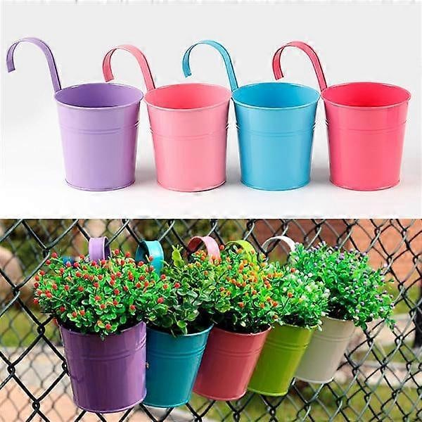 Sæt med 10 hængende potter, plantepotter, blomsterpotter, planteholdere med kroge, balkonvægdekoration