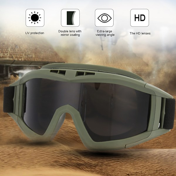 Goggles Paintball Ski AntiDust AntiFog Øyebeskyttelsesbriller (army Green)