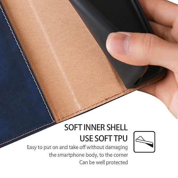 Kompatibel Honor 90 Slim-Fit Læder Telefon Cover Stativ Wallet Telefon Shell Magnetisk Auto-absorberende Case-M Blå